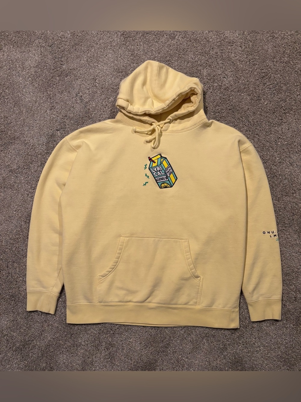 Lyrical Lemonade x Genius Collab Yellow Embroidered Hoodie Size XL Sweatshirt